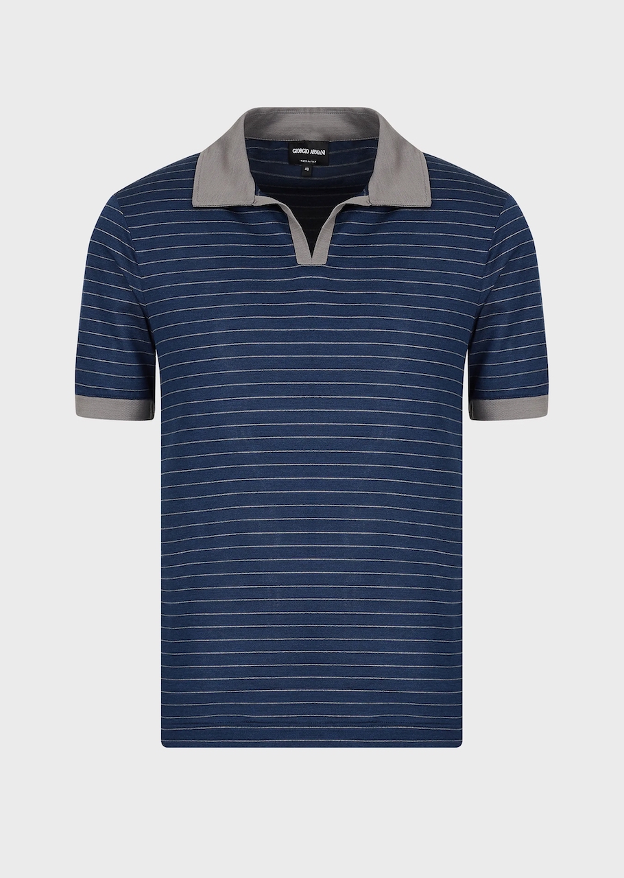 Short-sleeved polo shirt in light wool 03