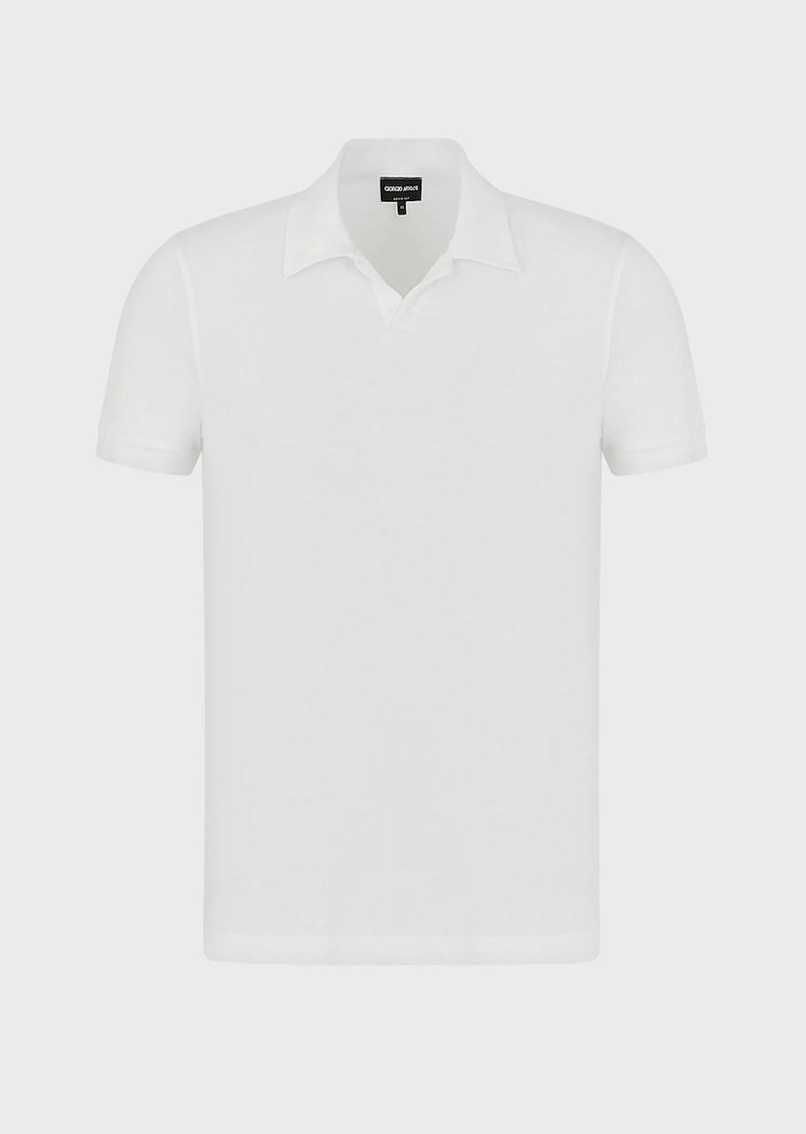 Short-sleeved polo shirt in light wool 06
